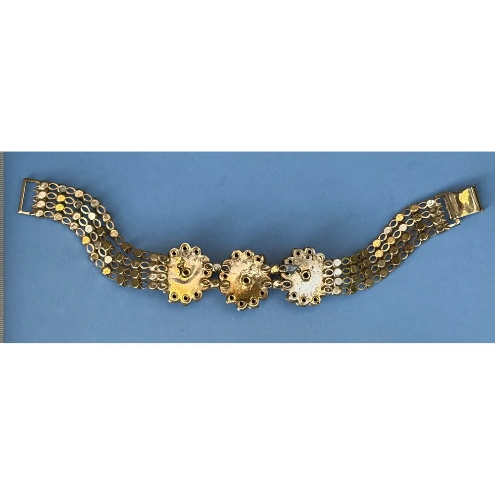 Vintage Purple Rhinestone Cluster Multi Strand Bracelet GORGEOUS!!
